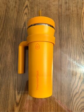 ThermoFlask Orange Insulated Travel Mug Tumbler with Handle